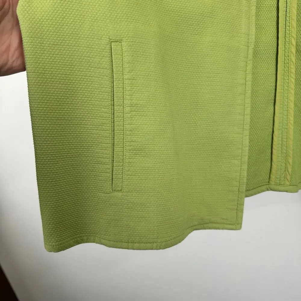 Eileen Fisher Jacket Womens Large Textured Zip Front Lightweight Lime Green